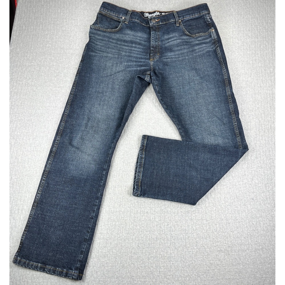 Wrangler Jeans Men 38x32 Fits 37X31 Blue Retro Relaxed BootCut Dark Wash Western